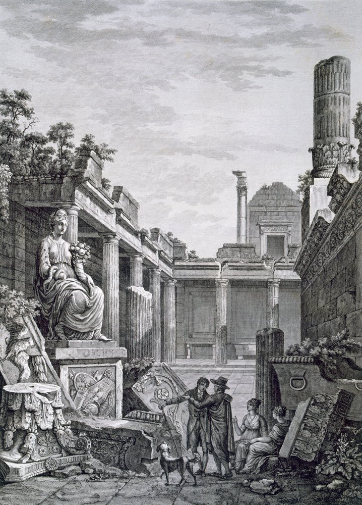 Interieur van de Romeinse baden, Nimes, uit Antiquités de la France: Vol I, Monuments de Nimes door French School
