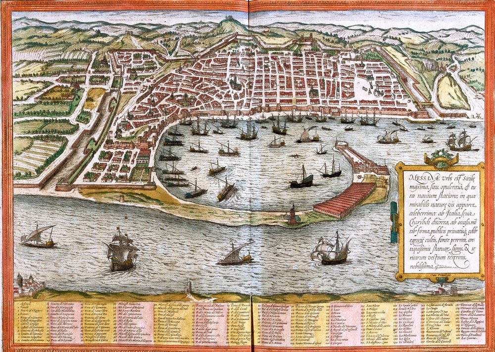 Messina, Italië door Georg and Hogenberg Franz (1535-90) Braun