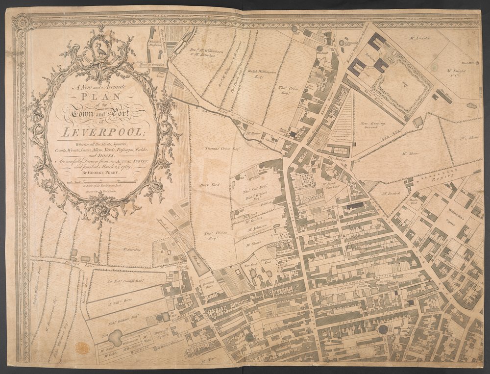 Het nieuwe en nauwkeurige plan van de stad en haven van Leverpool, uit een onderzoek, gegraveerd door Thomas Kitchin door George (after) Perry