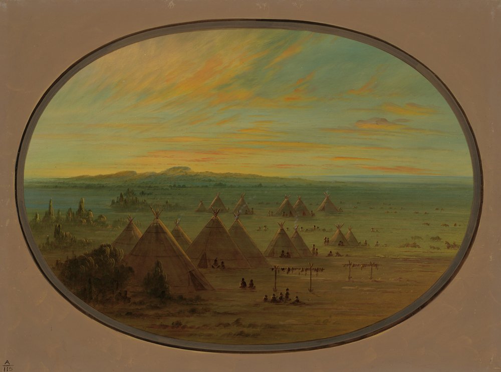 Een Kraaidorp aan de Zalmrivier, 1855-1869 door George Catlin