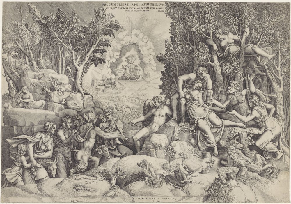 Cephalus en de Bosgoden beweenen de dood van Procris