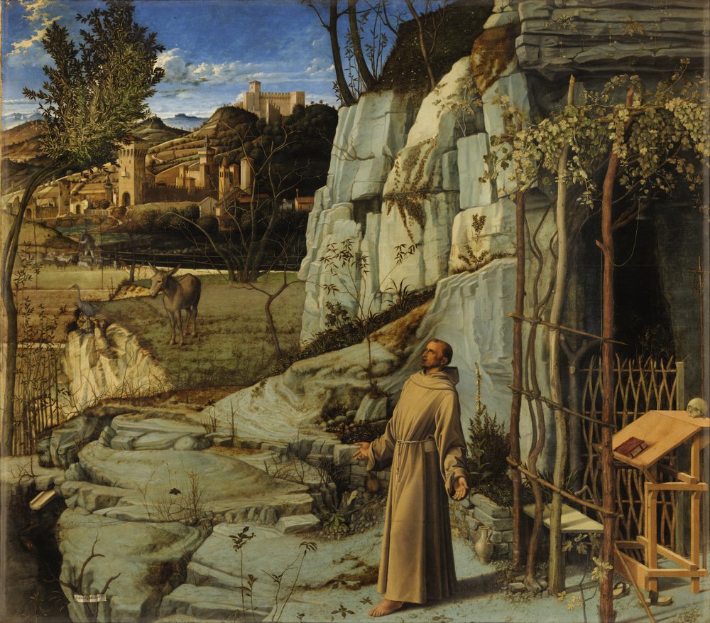 Sint Franciscus in de woestijn door Giovanni Bellini