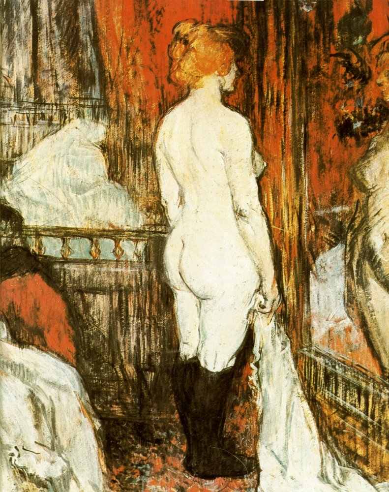 Naakte vrouw voor haar spiegel door Henri de Toulouse-Lautrec