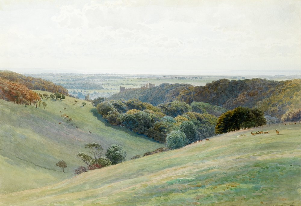 Arundel Castle vanuit het hertenkamp, Sussex, 1884 door Henry Sutton Palmer