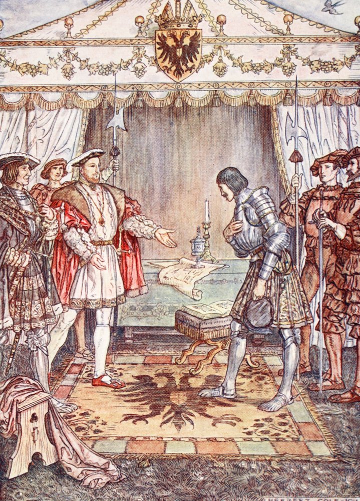 Bayard gepresenteerd aan Hendrik VIII, illustratie uit 'Bayard: The ...
