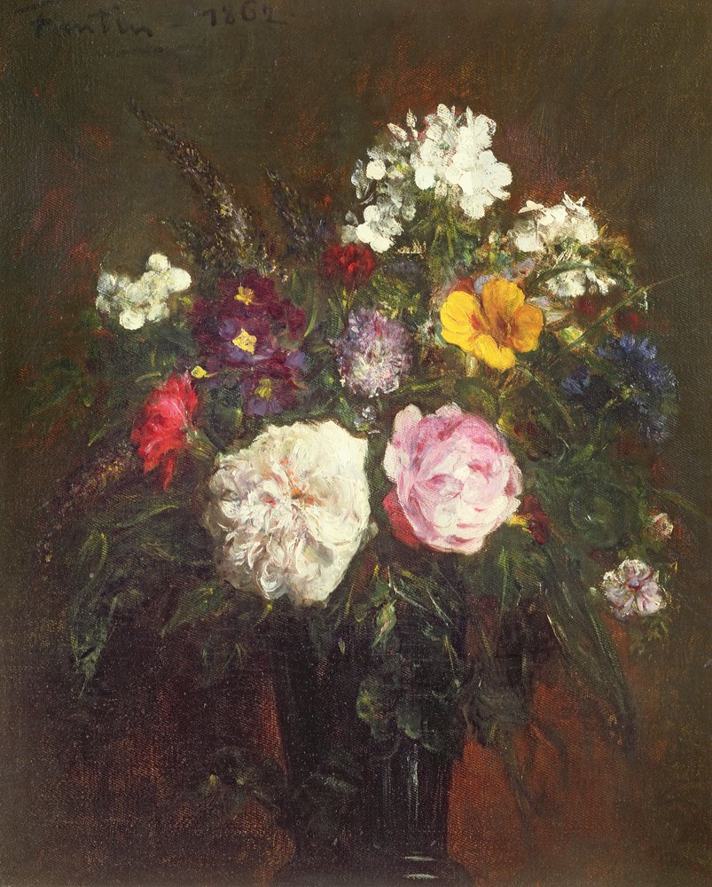 Rozen en Phlox, 1862 door Ignace Henri Jean Fantin-Latour