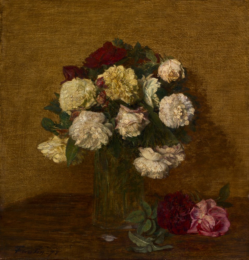 Rozen in een Vaas, 1878 door Ignace Henri Jean Fantin-Latour