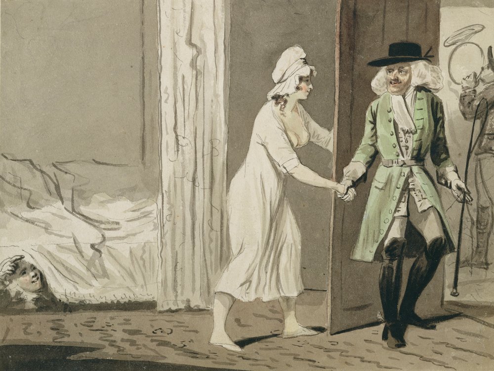 De hoorndrager vertrekt op jacht, ca. 1800 door Isaac Robert Cruikshank