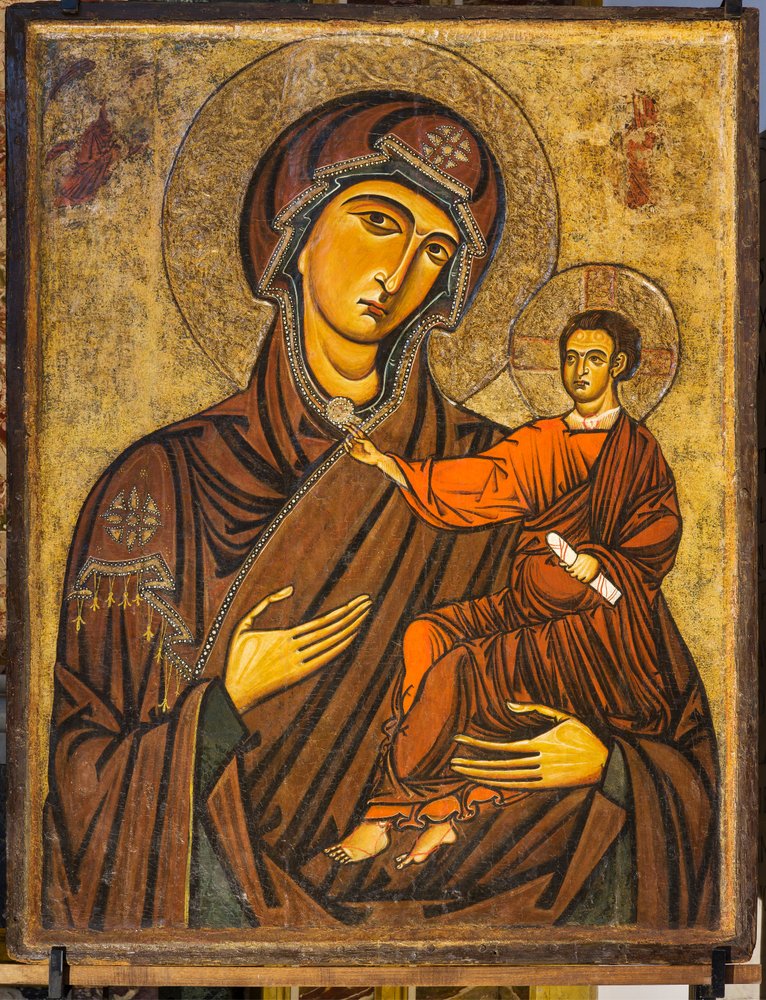 Madonna Odigitria (Maagd en Kind), ook wel Madonna Bruna genoemd, midden 13e eeuw door Italian School