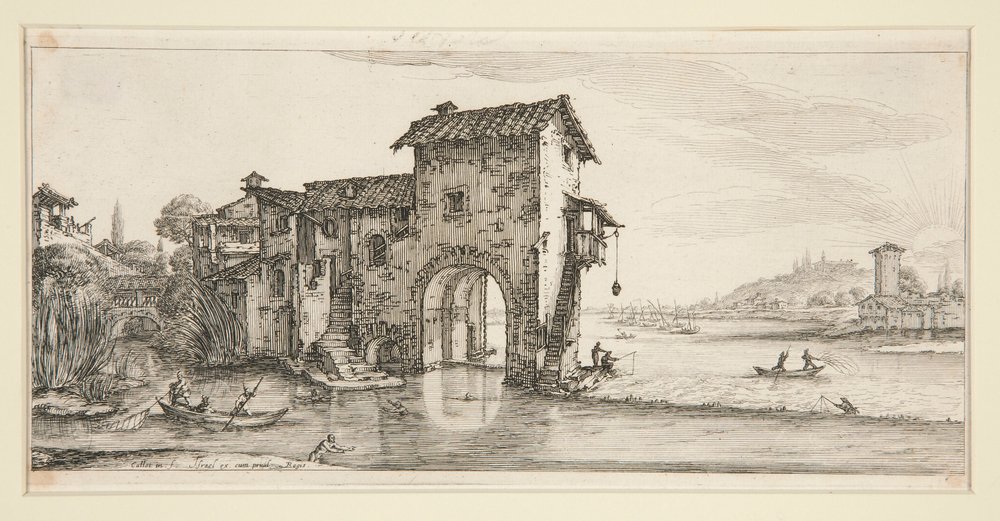 De Molen aan het Water, uit Landschappen voor Giovanni de Medici door Jacques Callot