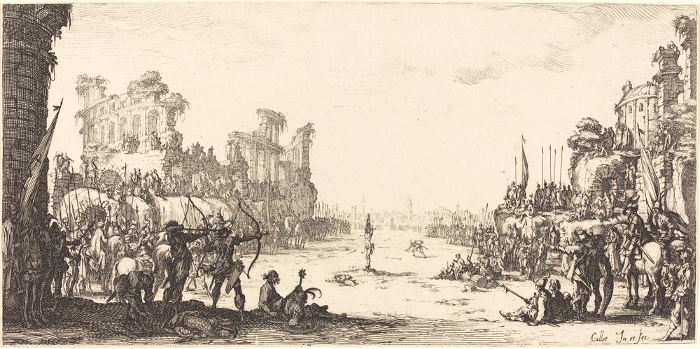 De beproeving door pijlen (Sint Sebastiaan) door Jacques Callot