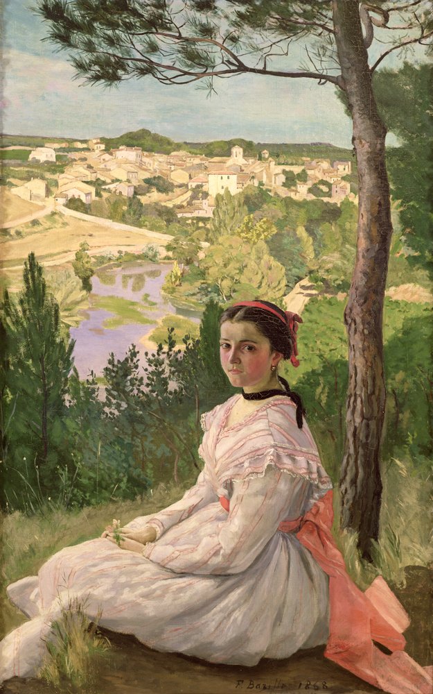 Gezicht op het dorp Castelnau, 1868 door Jean Frederic Bazille