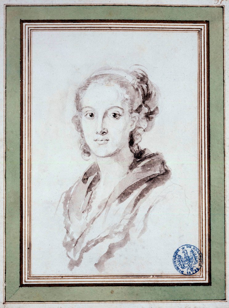 Portret van Marguerite Gerard (1767-1837) Franse schilder, schoonzus van Fragonard. Tekening in de was door Jean Honoré Fragonard (1732-1806) circa 1800. Besançon, Musée des Beaux Arts door Jean-Honore Fragonard