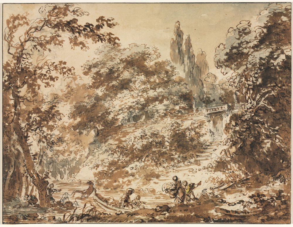 Scène in een park, ca. 1760 door Jean-Honore Fragonard
