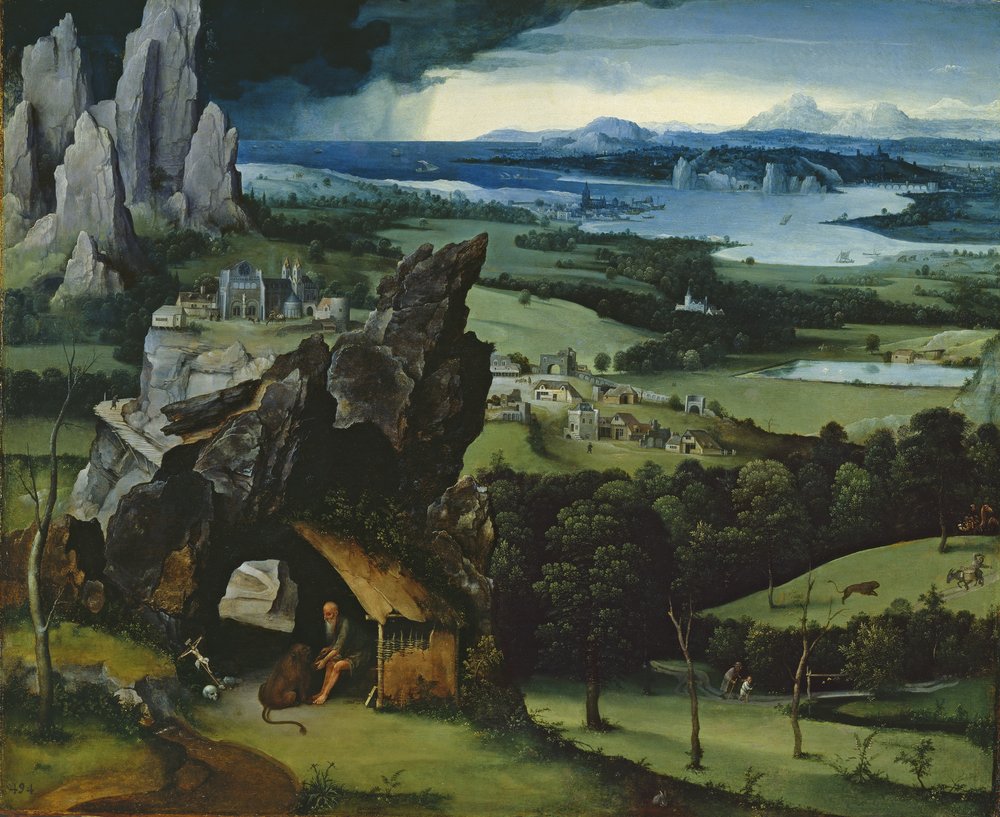 Landschap met Sint Hiëronymus door Joachim Patinir