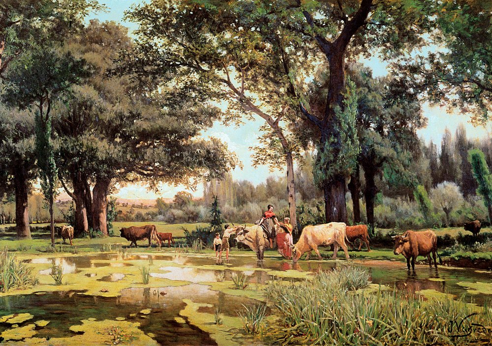 Zomer. (1843-1894). Jaren 1880. Barcelona. Nationaal Kunstmuseum van Catalonië door Joachim Vayreda i Vila