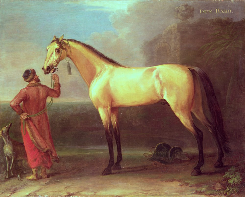 Vaalkleurige barbaar (paard en Arabische stalknecht) door John Wootton