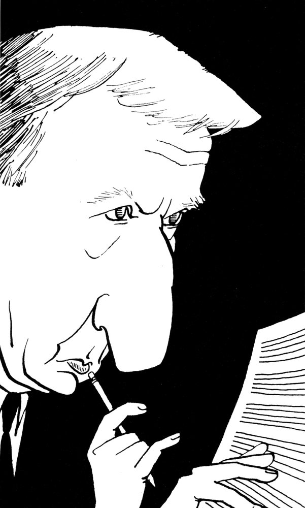 Richard Rodney Bennett, karikatuur door John Minnion door John Minnion