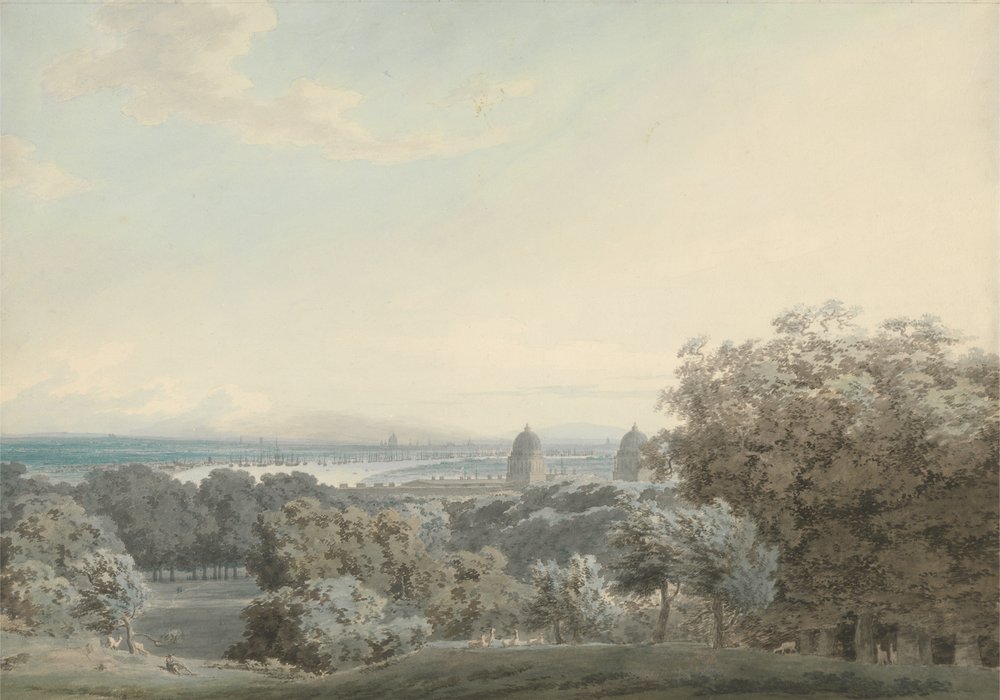 Londen vanaf Greenwich Hill door John Robert Cozens