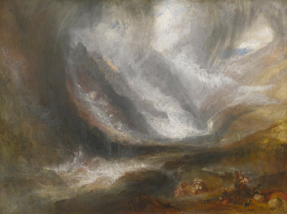 Vallei van Aosta: sneeuwstorm, lawine en onweer door Joseph Mallord William Turner