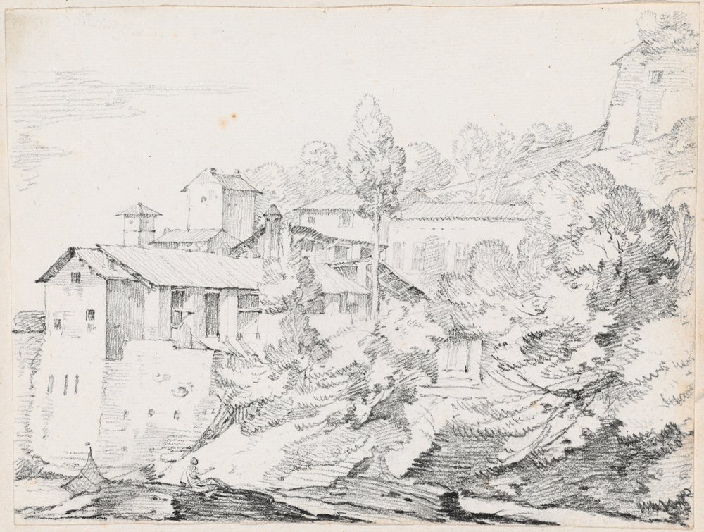 Italiaanse Gebouwen op een Heuvel door Joseph-Marie Vien