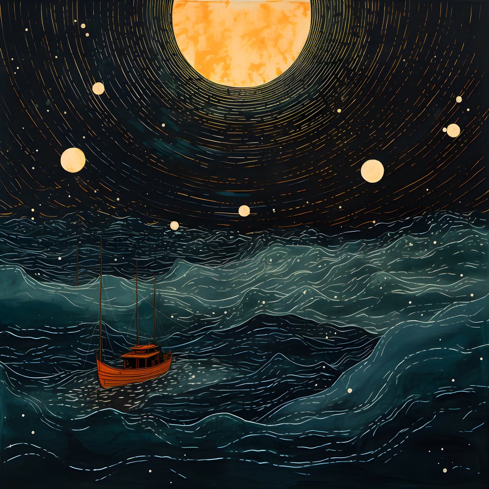 Twee boten gleden geluidloos door inktzwart water naar de kolkende Charybdis, de volle maan was het enige licht in de lege wereld van de Noordzee. 2 door Kurt Heppke