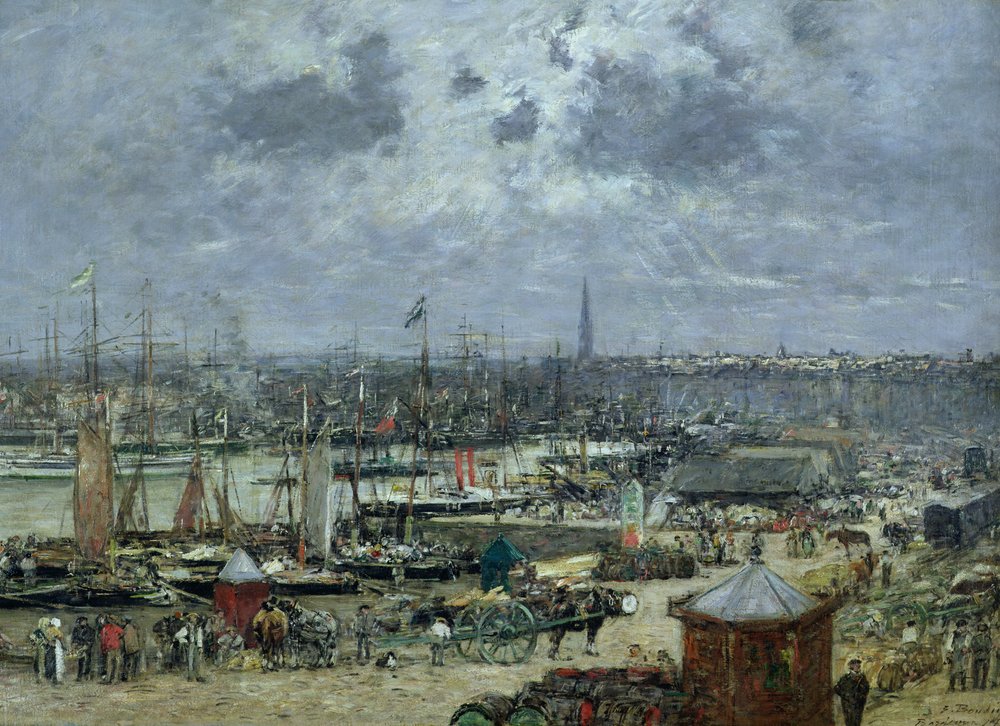 De haven van Bordeaux, 1874 door Eugene Louis Boudin