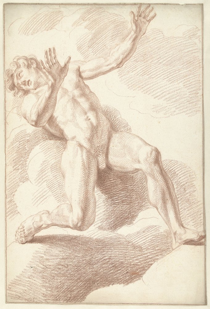 Mannelijk naakt, achteroverliggend door Louis Fabritius Dubourg