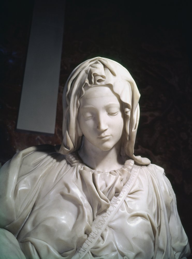 Detail van de Pietà, 1498-99 marmer door Michelangelo Buonarroti