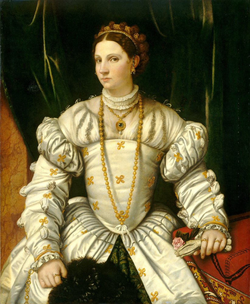 Portret van een Dame in het Wit door Moretto da Brescia