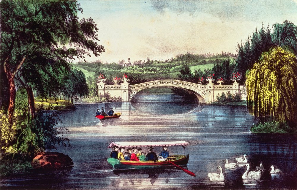 Central Park - De Brug door N. and Ives, J.M. Currier
