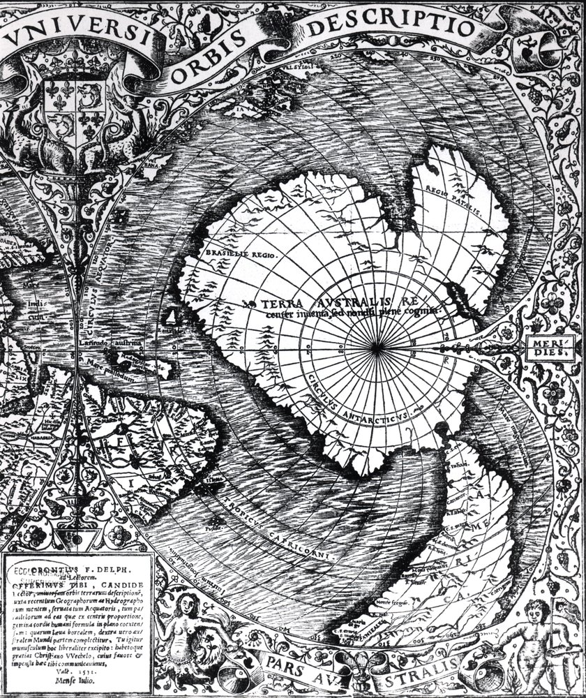 De Zuidpool, detail van de 'Mappamonde a Projection Cordiforme', 1531