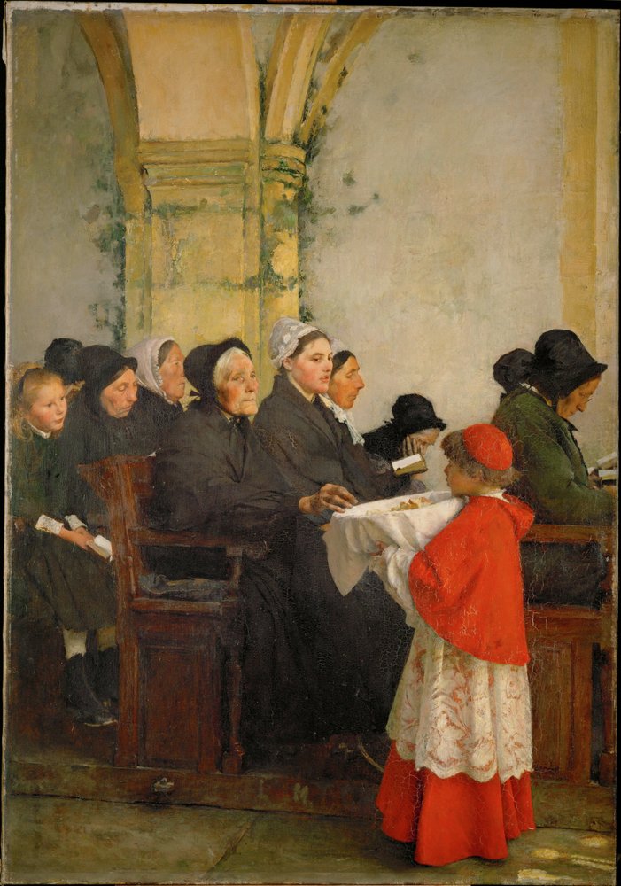 Le pain benit (olieverf op doek) door Pascal Adolphe Jean Dagnan-Bouveret