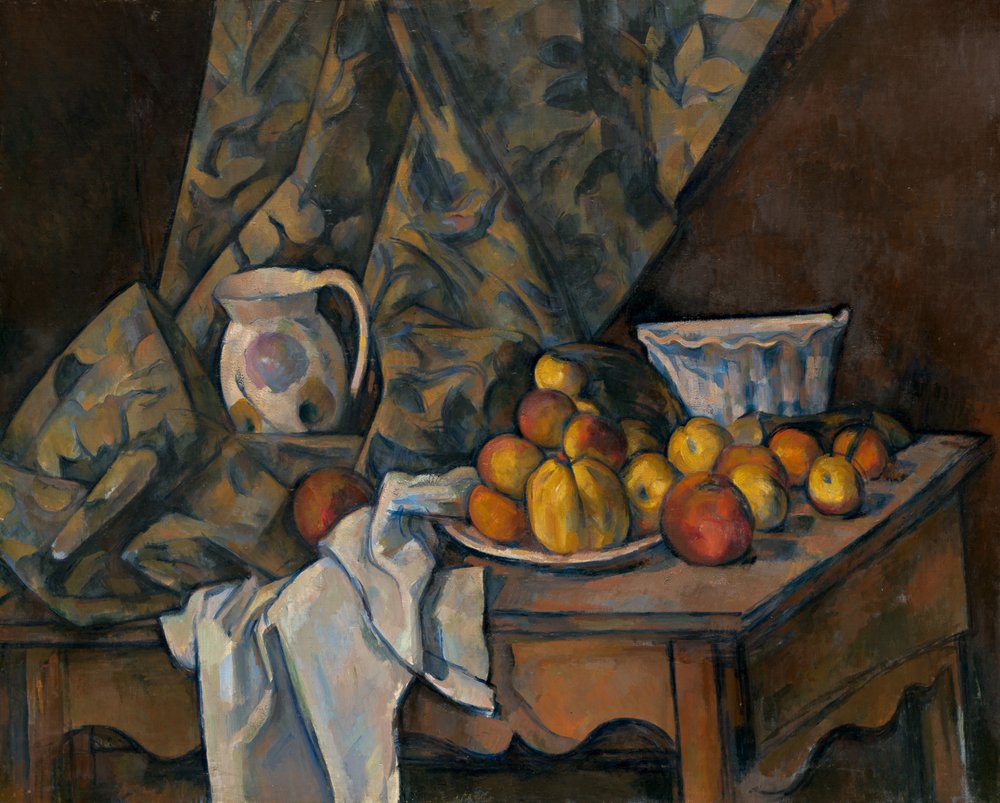 Stilleven met appels en perziken door Paul Cézanne