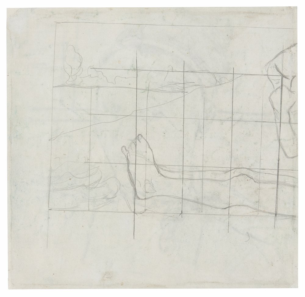 Ontwerp voor een jardinière: De Toilette door Paul Gauguin