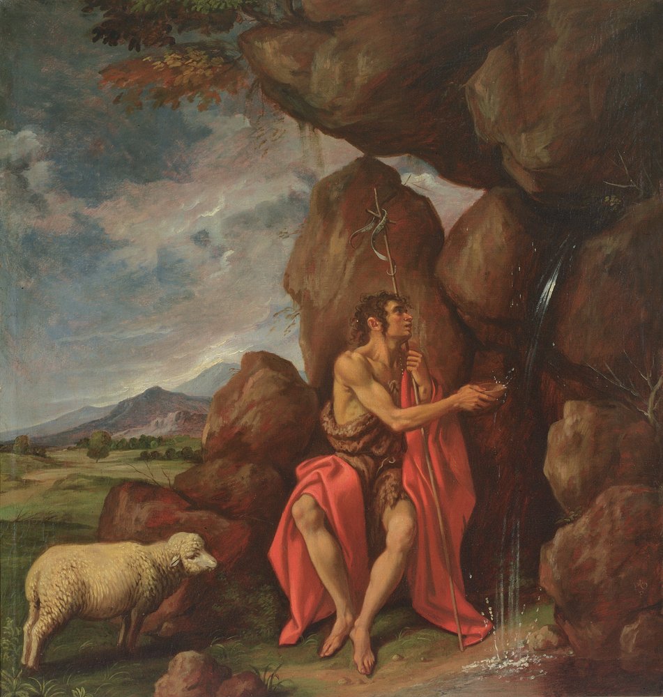 Sint Johannes de Doper in de woestijn door Pedro Orrente