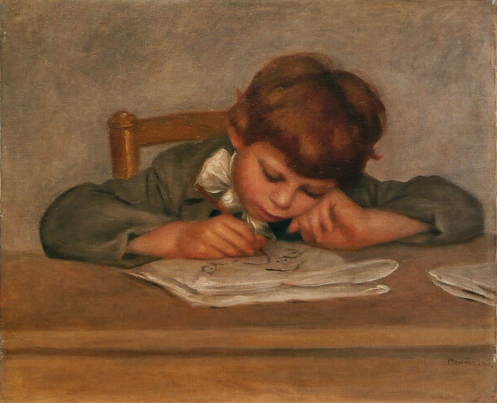Jean Renoir tekent door Pierre-Auguste Renoir