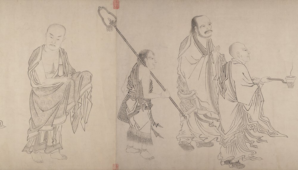 De Zestien Luohans door Qiu Ying