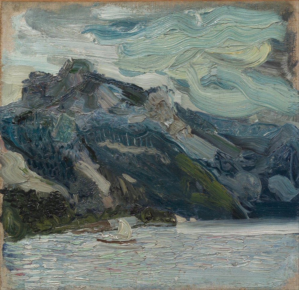 Meer Traun met Slapende Griekse Berg, 1907 door Richard Gerstl
