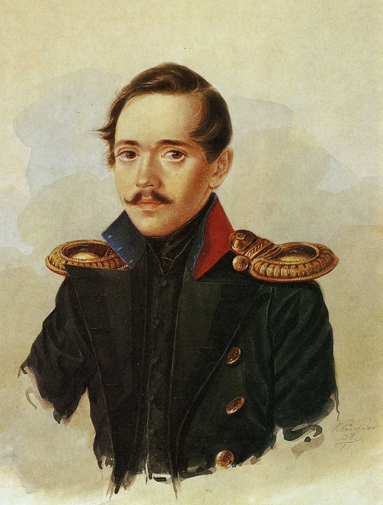 Portret van Mikhail Lermontov, ca. 1838 door Russian School