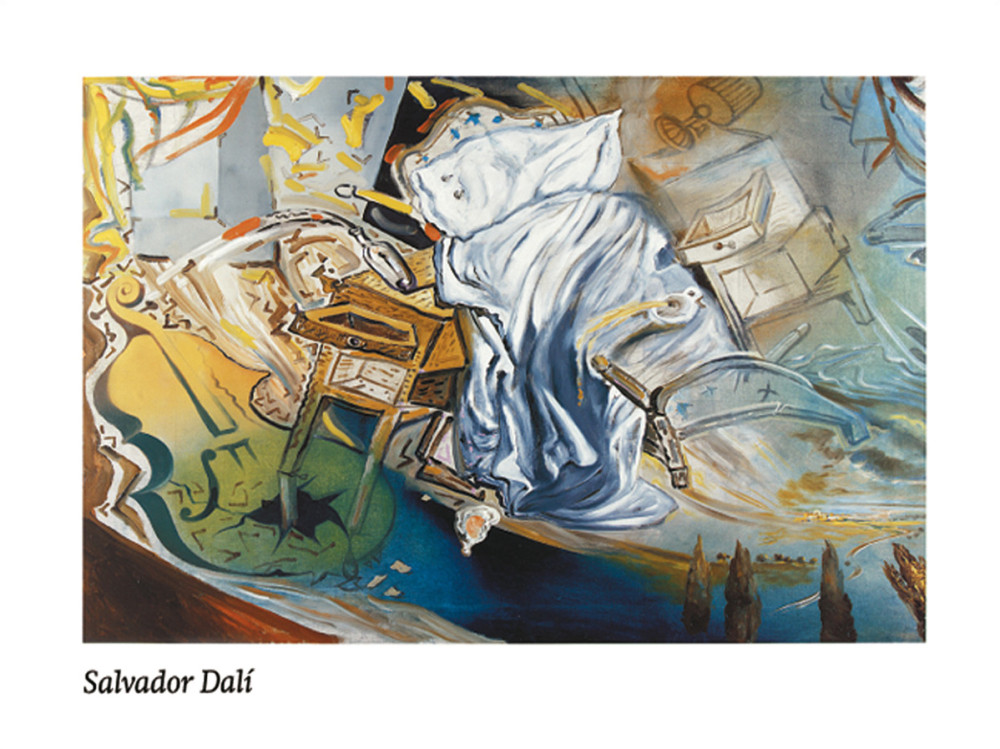 Bed en twee tafels door Salvador Dali
