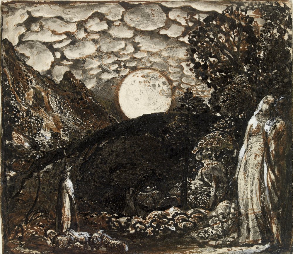 Herders onder een volle maan, ca. 1829-1830 door Samuel Palmer