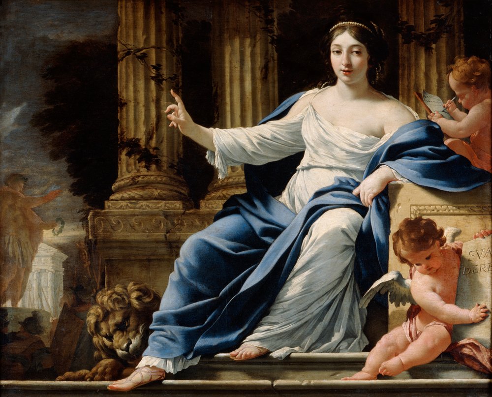 Polyhymnia, muze van de welsprekendheid, 17e eeuw door Simon Vouet