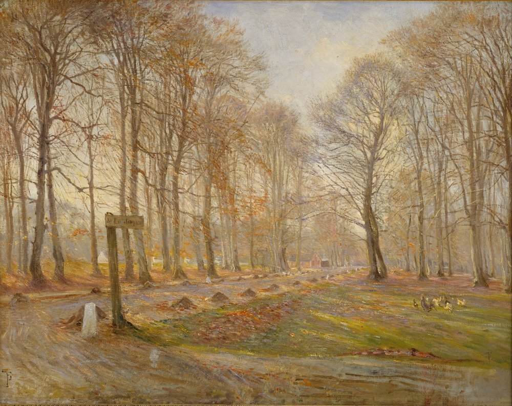 Late Herfstdag in het Jægersborg Hertenkamp, ten noorden van Kopenhagen door Theodor Philipsen