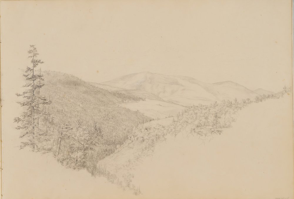 Kauterskill Clove uit Schetsboek van Landschap- en Dieronderwerpen, ca. 1860-64 door Thomas Hewes Hinckley