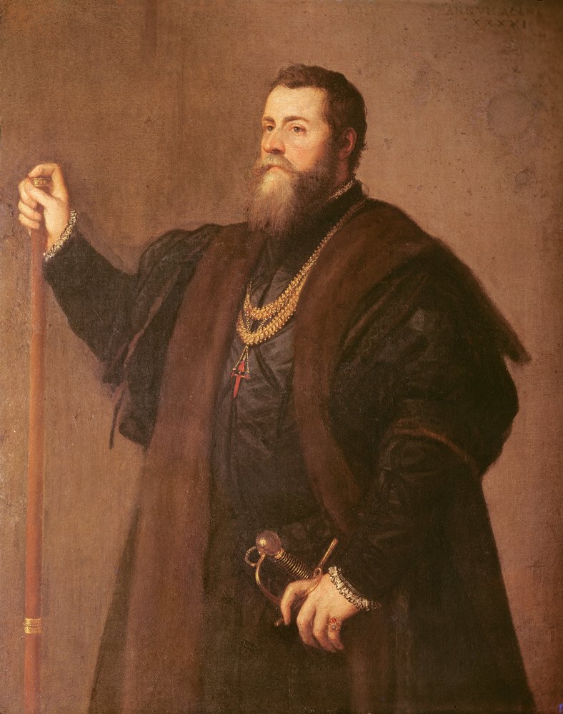 Portret van een Ridder van de Orde van Santiago, 1542 door Tiziano Vecelli