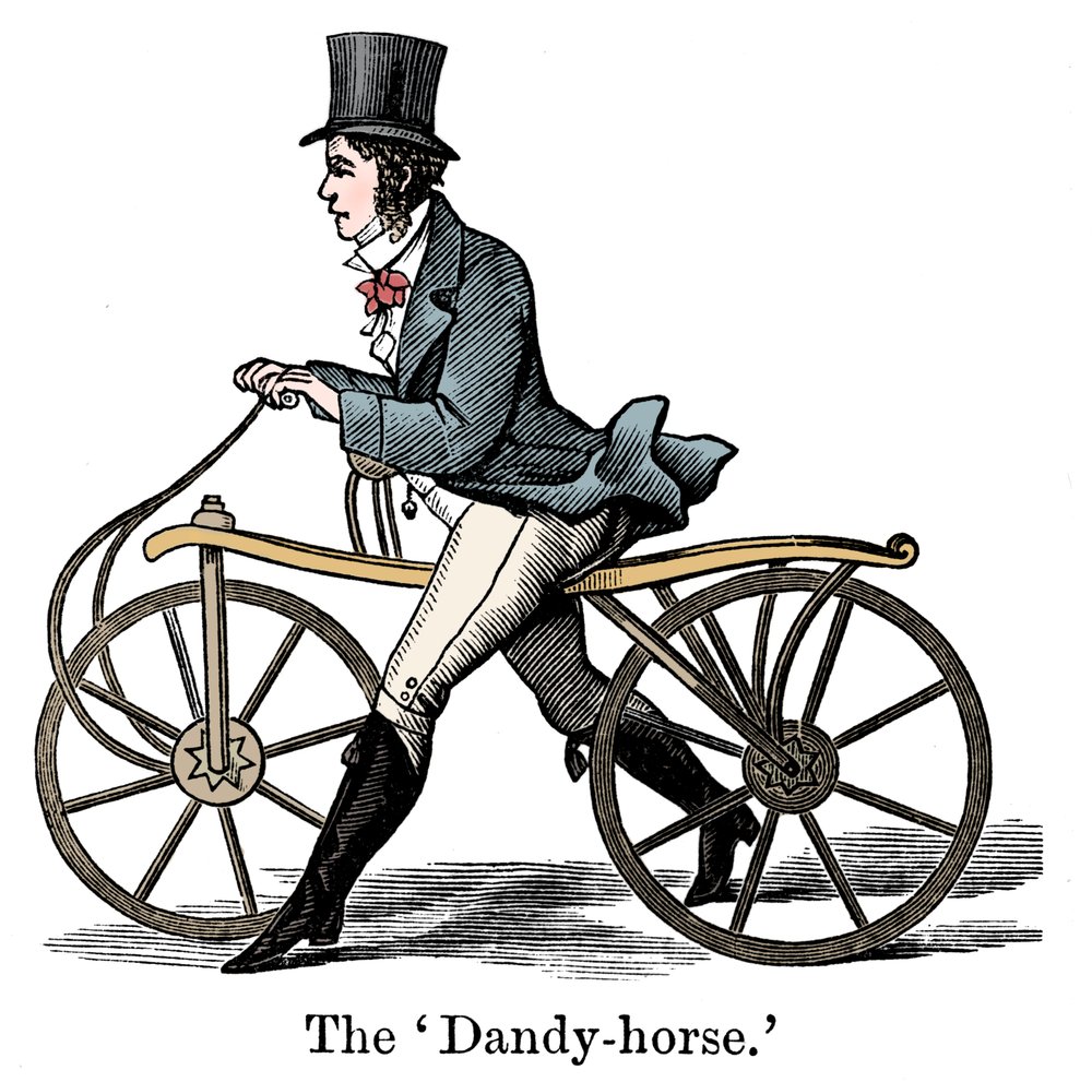 Een Dandy-Horse of Draisienne van het type modieus ca. 1820 door Unbekannt