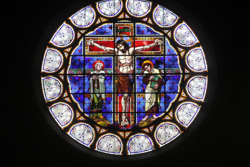Parijs, Frankrijk Notre-Dame-du-Rosaire kerk glas-in-lood, Parijs, Frankrijk door Unbekannt