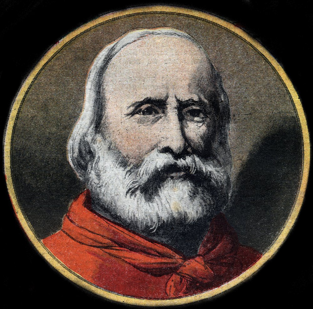 Portret van de Italiaanse militair en politicus Giuseppe Garibaldi (1807-1882). Privécollectie door Unknown artist