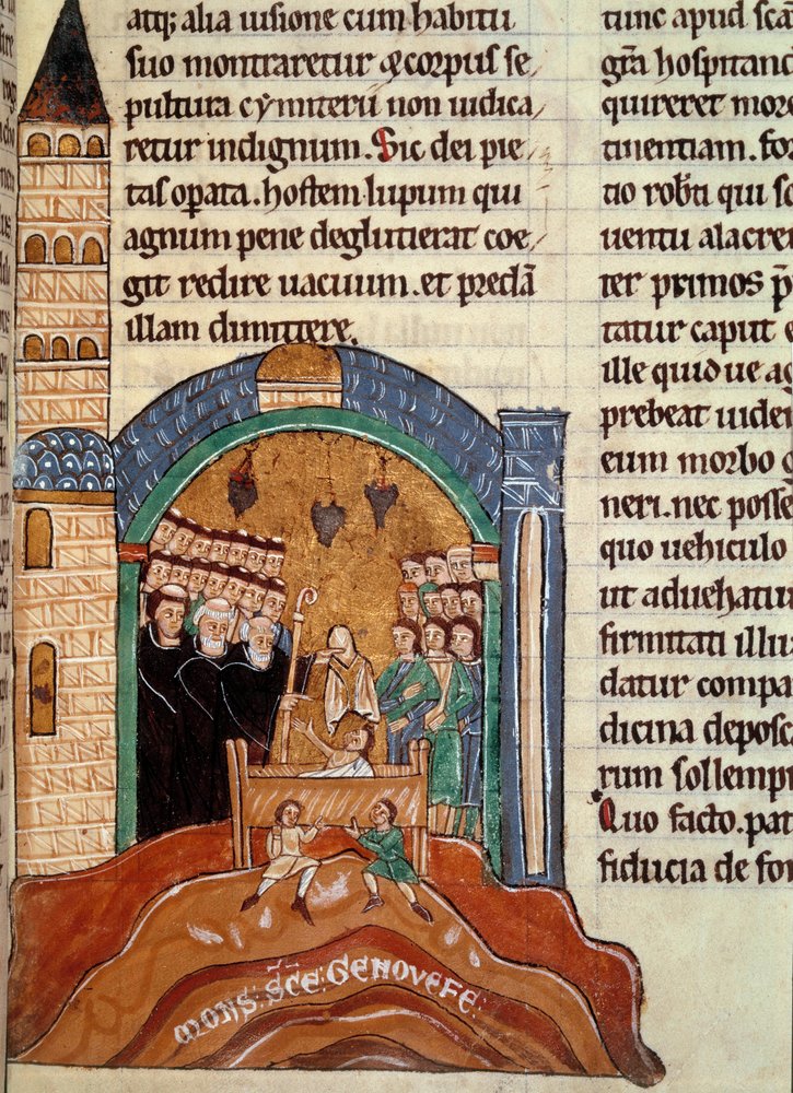 Sint Hugues de Cluny, abt van Cluny, redt een dode man in Parijs ...